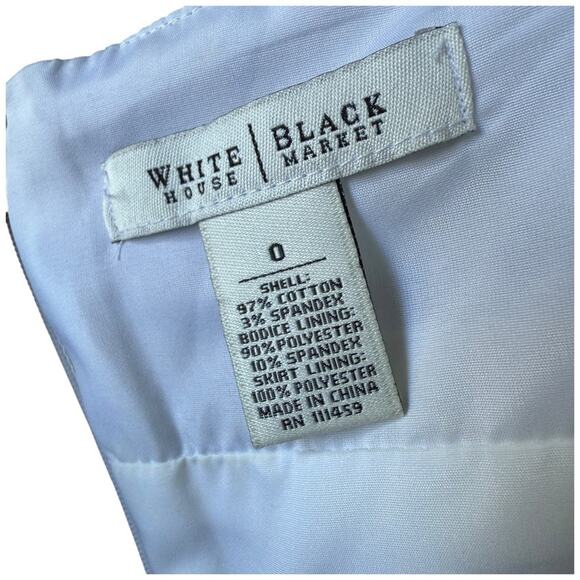 White House Black Market White Black Floral Cotton Halter Cocktail Dress Size 0 - Picture 5 of 8